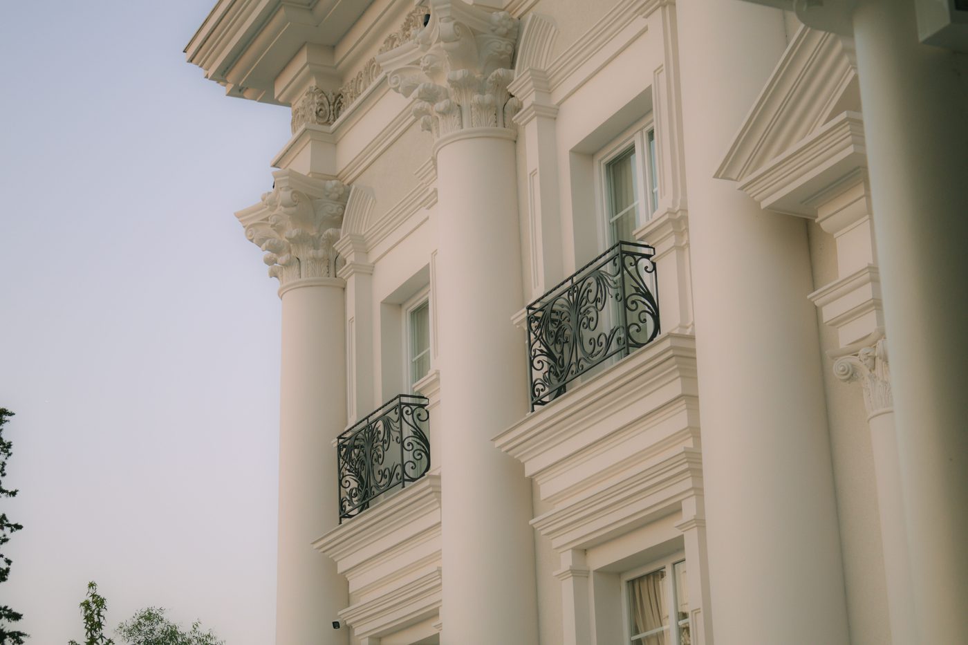 Classical column facade of a stately historical home