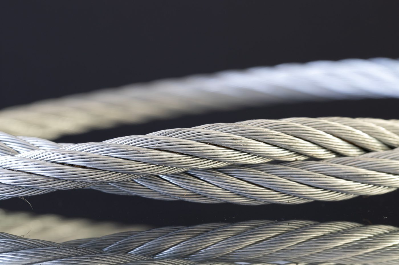 Close-up of braided steel cable